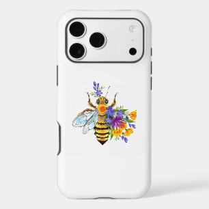 Abeille à fleurs avec plantes sauvages