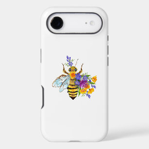 Abeille à fleurs avec plantes sauvages