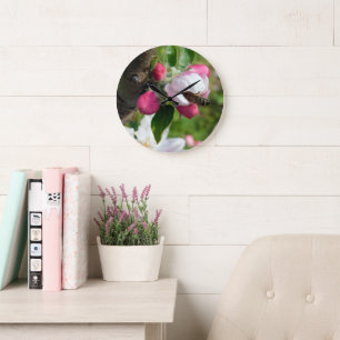 Abeille à miel & Fleur de Pommier   Horloge en Ver