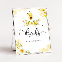 Abeille aquarelle Boissons vous aider Poster