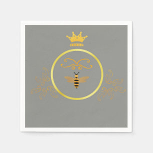 Abeille avec des serviettes en papier de couronne
