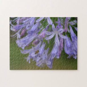 Abeille Avec Fleurs Lys Bleues Violet Puzzle