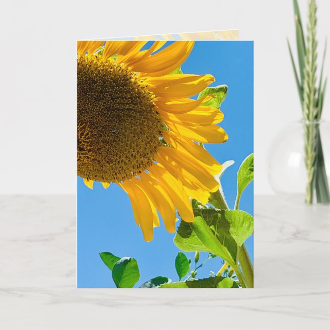 Abeille dans le tournesol 5x7 penser à votre carte (Devant)