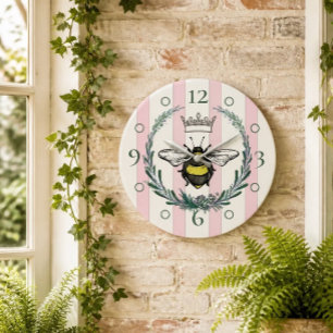 Abeille de la Couronne   Horloge murale à rayures 