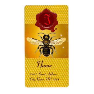 ABEILLE DE MIEL, APICULTEUR, MONOGRAMME ROUGE DE