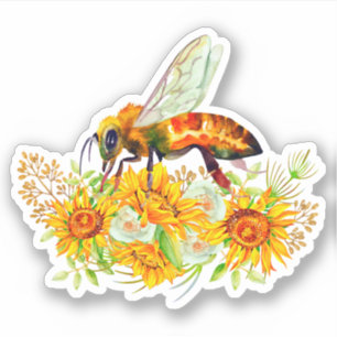 Abeille de miel avec Sticker à fleurs