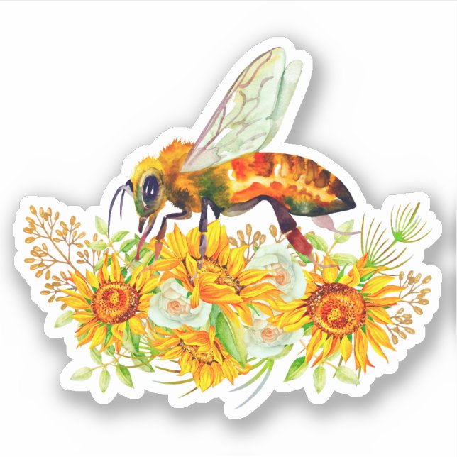 Abeille de miel avec Sticker à fleurs (Devant)
