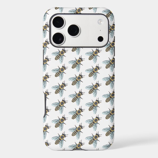 Abeille de miel (blanche) - Coque iPhone (16 Pro M (Verso)
