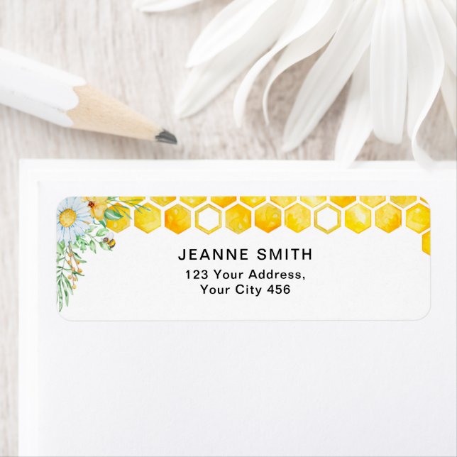Abeille de miel floral Retourner l'adresse Étiquet (En situation)