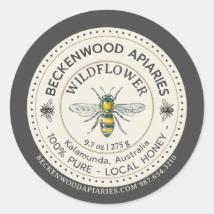 Abeille de miel jaune Miel Étiquette Abeille Bordu
