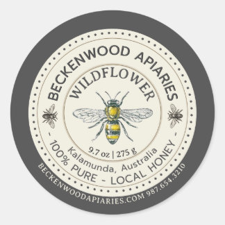 Abeille de miel jaune Miel Étiquette Abeille Bordu