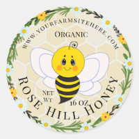 Abeille de miel mignonne | Étiquettes de jarres de