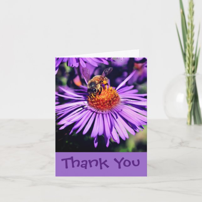 Abeille De Miel Sur Carte de remerciements De Fleu (Devant)