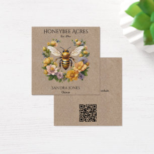 Abeille de miel sur papier Kraft avec code QR Cart