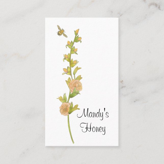 Abeille et fleur Stem Miel Carte de visite (Devant)