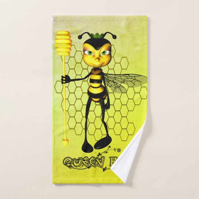 Abeille jaune et noire avec nid d'abeille (Serviette à main)