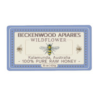 Abeille jaune Miel Étiquette Apiary Bleu frontière