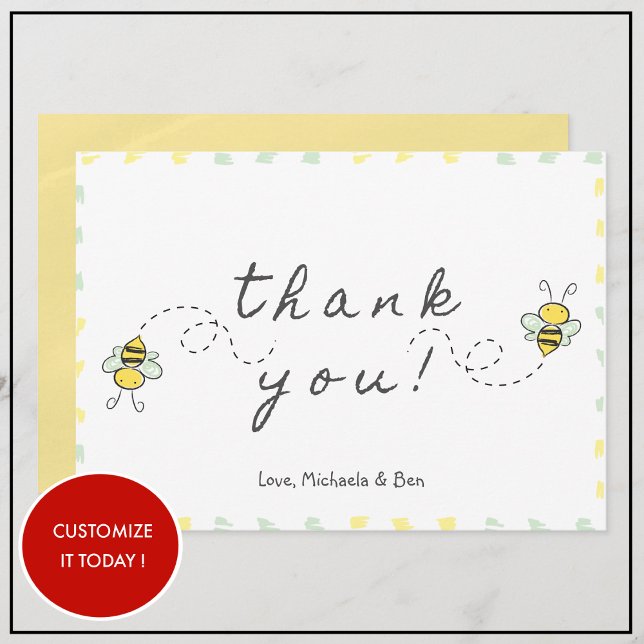 Abeille merci cartes, Baby shower mignonne adorabl (Créateur téléchargé)