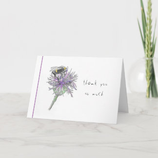 Abeille peinte à la main sur le Carte de remerciem