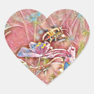 ABEILLE SUR A SPIDERWART - AUTOCOLLANTS ROSES