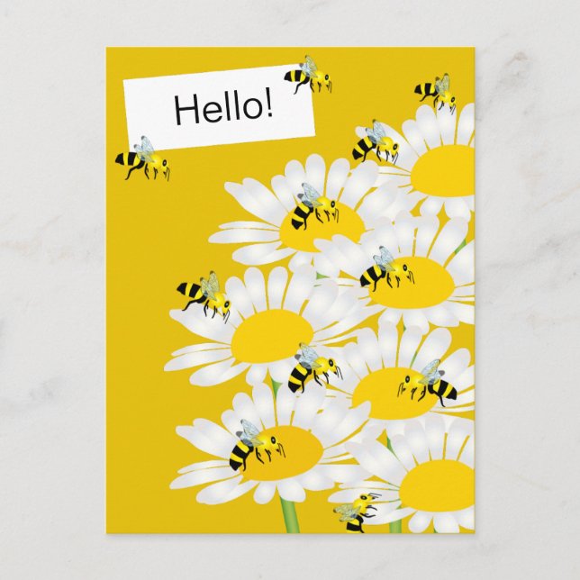 Abeille sur carte postale Fleur - Arrière-plan jau (Devant)