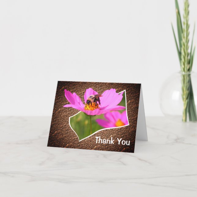 Abeille Sur Cosmos Flower Art Carte de remerciemen (Devant)