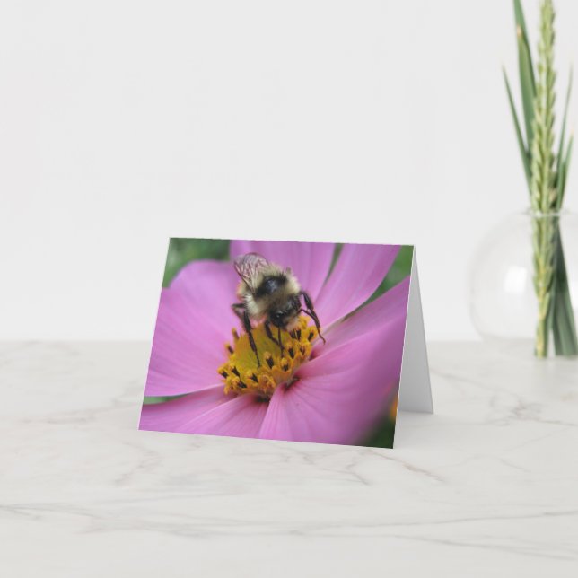 Abeille sur la carte de note de fleur (Devant)