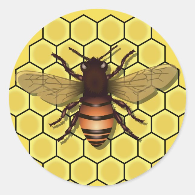 Abeille sur les stickers nid d'abeille (Devant)