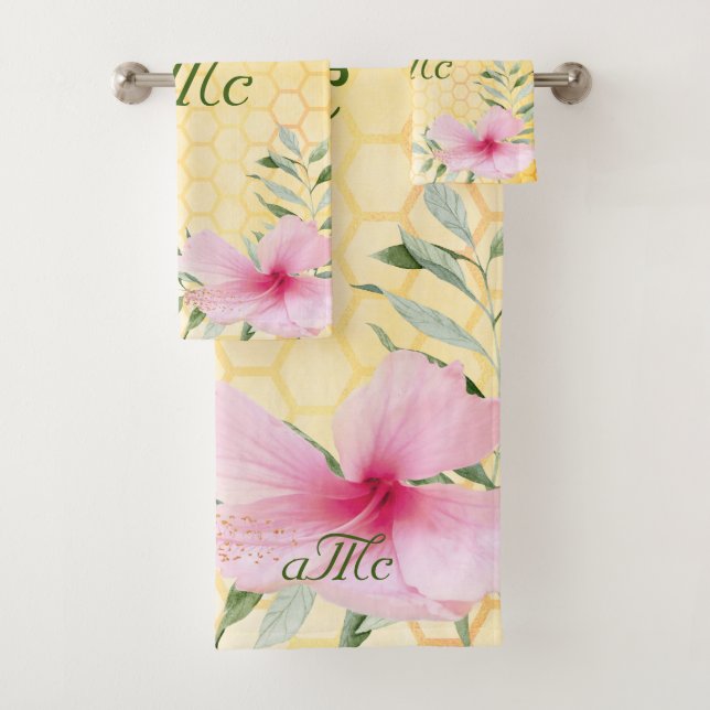 Abeilles à nid d'abeilles jaune couple rose monogr (En situation)