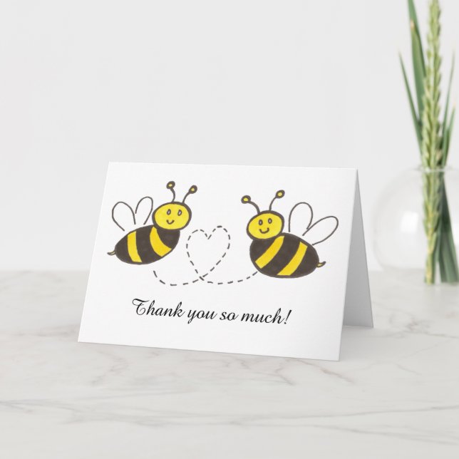 Abeilles de miel avec coeur Merci notes (Devant)