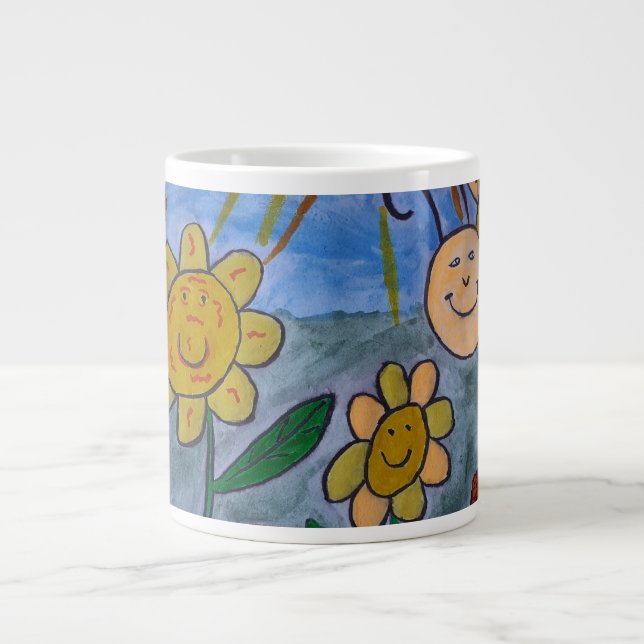 Abeilles de miel et fleurs Grosse Mug (Devant)