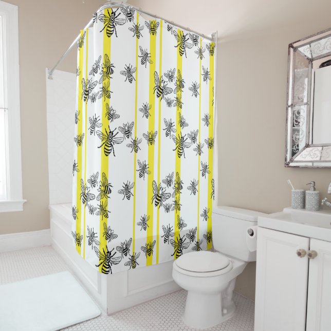 Abeilles de miel ! Rideau de douche (En situation)