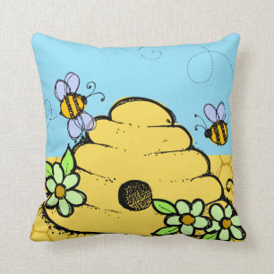 Abeilles et coussin customisés de ruche d'abeille
