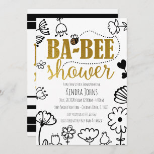 Abeilles et fleurs, Baby shower moderne Invitation