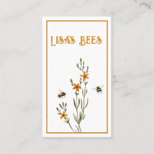 Abeilles et fleurs Carte de visite de miel frais