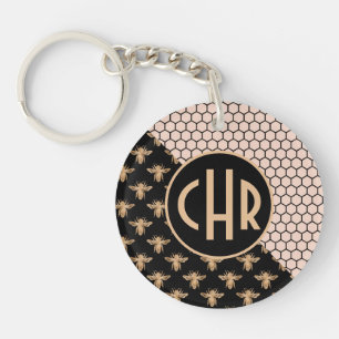 Abeilles noires et d'or et monogramme d'abeille ro