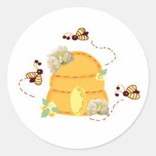 Abeilles occupées avec autocollant rond classique 
