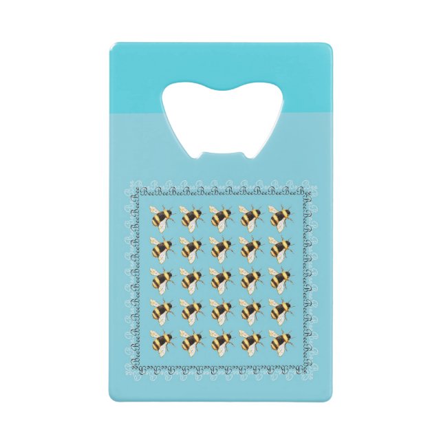 Abeilles sur Blue Stainless Steel Bottle Opener (Devant)