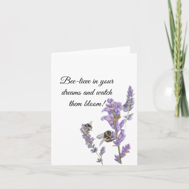 Abeilles sur la lavande - Carte de note motivation (Devant)