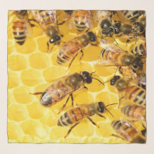 Abeilles sur peigne de miel - Écharpe de soie