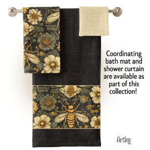 Abeilles Vintages foncées et fleurs
