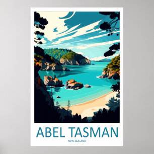 Abel Tasman New Zealand Travel Poster Vintage Ski