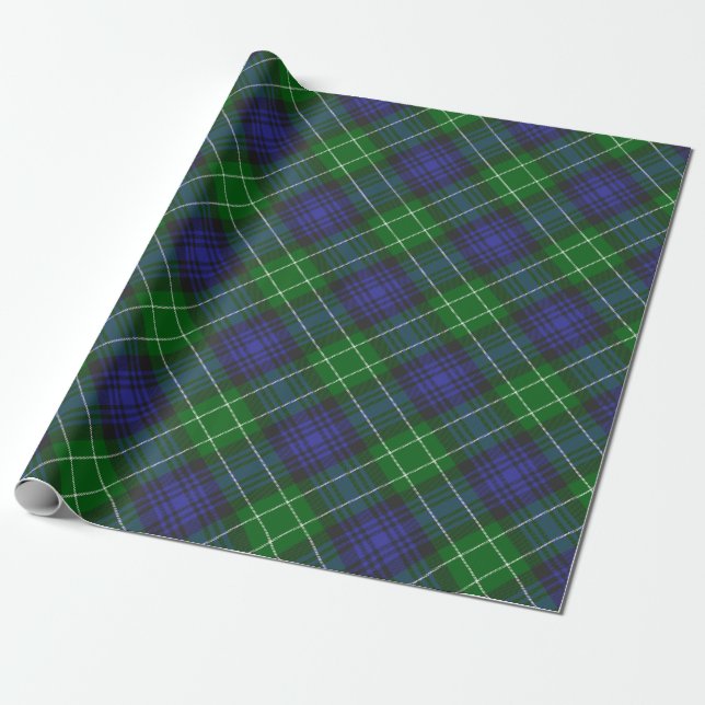 Abercrombie Blue Green Tartan Plaid Scottish Wrapping Paper (Unrolled)