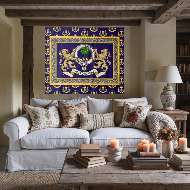 Abercrombie Clan Badge Personalized Blue Tapestry (Creator Uploaded)