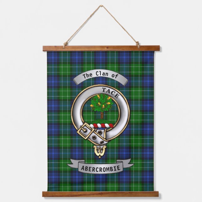 Abercrombie Clan Badge & Tartan Personalized Hanging Tapestry (Front)