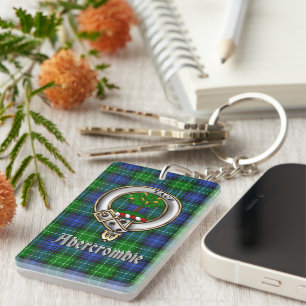 Abercrombie Clan Badge/Tartan Rectangle Keychain