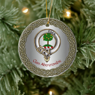 Abercrombie Clan Badge/Tartan Thistle Personalized Ceramic Ornament
