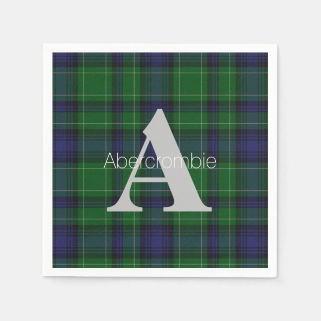 Abercrombie Clan Plaid Monogram Paper Napkins (Front)