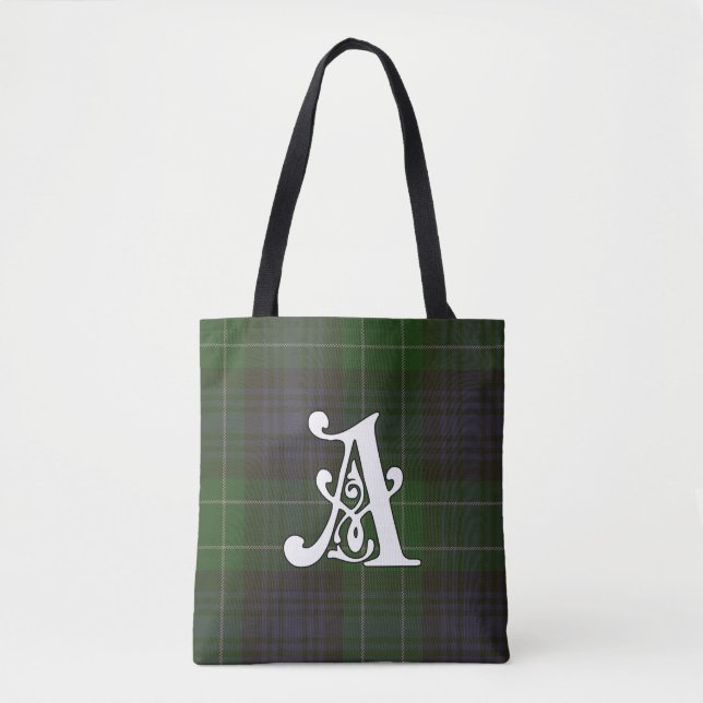 Abercrombie Clan Tartan Monogram Tote Bag (Front)