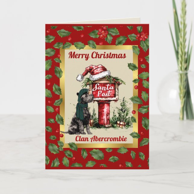 Abercrombie Scottie Dog & Crest Personalized Xmas Card (Front)